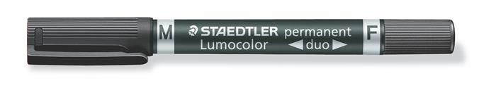 Image of Alkoholos marker, 0,6/1,5 mm, kúpos, kétvégû, STAEDTLER "Lumocolor® duo 348", fekete