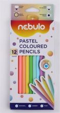 NEBULO Színes ceruza készlet, hatszögletű, NEBULO, 12 különböző pasztell szín (12 db)